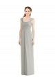 Magasins de Argent Trapèze Bateau Mousseline Longue Robes demoiselle d'honneur