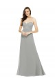 Magasins de Argent Trapèze Bretelles spaghetti Mousseline Longue Robes demoiselle d'honneur