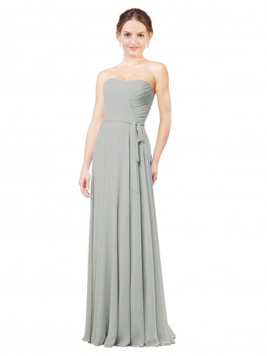 Magasins de Argent Trapèze Mousseline Longue Robes demoiselle d'honneur