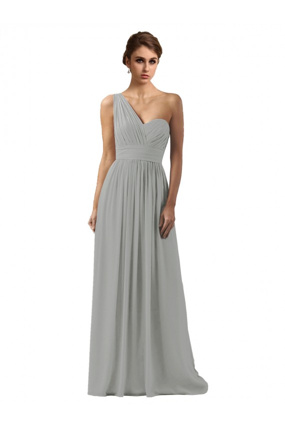 Magasins de Argent Trapèze Mousseline Longue Robes demoiselle d'honneur