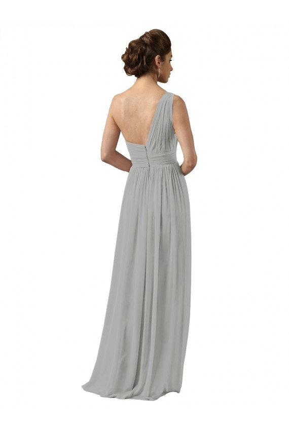 Magasins de Argent Trapèze Mousseline Longue Robes demoiselle d'honneur