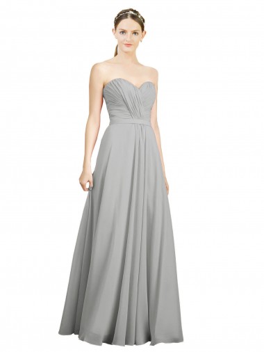 Magasins de Argent Trapèze Mousseline Longue Robes demoiselle d'honneur