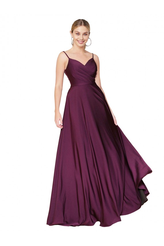 Magasins de Baie sauvage Trapèze Bretelles spaghetti Crêpe Stretch Longue Formelles Robes demoiselle d'honneur / Robes de soirée / Robes de bal