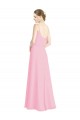 Magasins de Barely Rose Trapèze Bretelles spaghetti Mousseline Longue Robes demoiselle d'honneur
