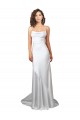 Magasins de Blanc Fourreau Balayage train Satiné Soyeux Simple Plage Robes de mariée