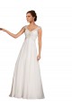Magasins de Blanc Fourreau Col V Mousseline Dentelle Robes de mariée