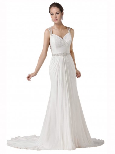 Magasins de Blanc Fourreau Mousseline Plage Robes de mariée