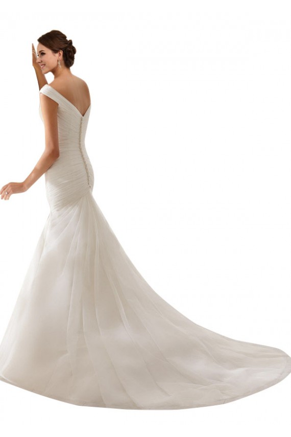Magasins de Blanc Fourreau Épaule Dénudée Tulle Robes de mariée