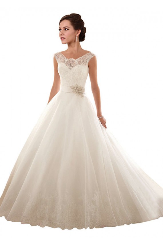 Magasins de Blanc Princesse Épaule Dénudée Tulle Dentelle Robes de mariée
