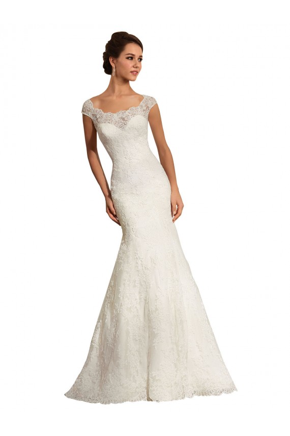 Magasins de Blanc Sirène Bateau Dentelle Robes de mariée