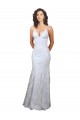 Magasins de Blanc Sirène Col V Crêpe Stretch Paillette Tulle Longue Formelles Robes demoiselle d'honneur / Robes de soirée / Robes de bal