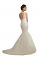 Magasins de Blanc Sirène Col V Tulle Dentelle Robes de mariée