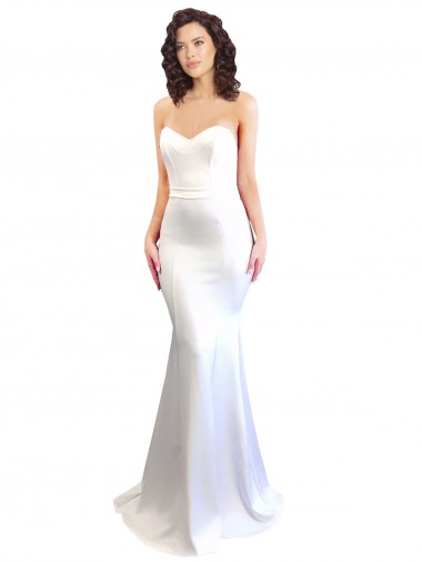 Magasins de Blanc Sirène Sans bretelle Col Haut Crêpe Stretch Longue Formelles Robes demoiselle d'honneur / Robes de soirée / Robes de bal