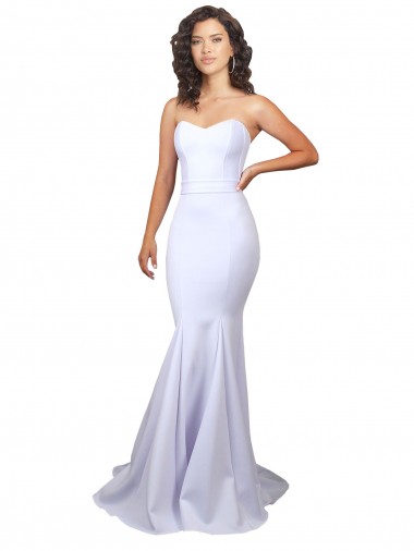 Magasins de Blanc Sirène Sans bretelle Col Haut Crêpe Stretch Simple Plage Robes de mariée