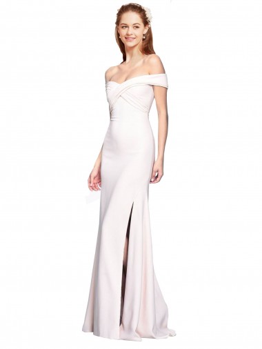 Magasins de Blanc Sirène Épaule Dénudée Crêpe Stretch Longue Formelles Robes demoiselle d'honneur / Robes de soirée / Robes de bal