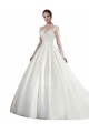Magasins de Blanc Trapèze Illusion Traîne cathédrale Satiné Dentelle Robes de mariée