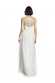 Magasins de Blanc Trapèze Licou Col Haut Tulle Longue Robes demoiselle d'honneur