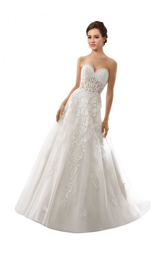 Magasins de Blanc Trapèze Tulle Dentelle Robes de mariée