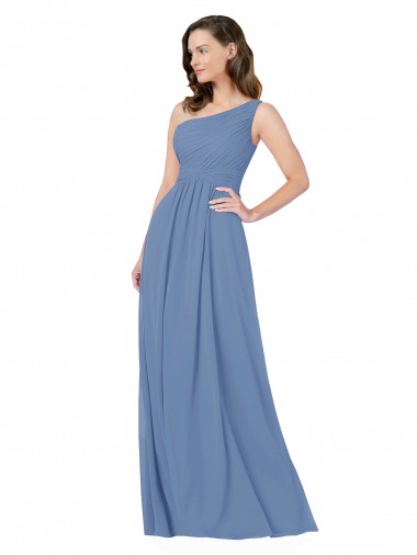 Magasins de Bleu Windsor Fourreau Mousseline Longue Robes demoiselle d'honneur
