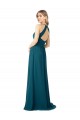 Magasins de Bleu Windsor Trapèze Col Haut Mousseline Longue Robes demoiselle d'honneur
