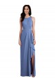 Magasins de Bleu Windsor Trapèze Col bijou Mousseline Longue Robes demoiselle d'honneur