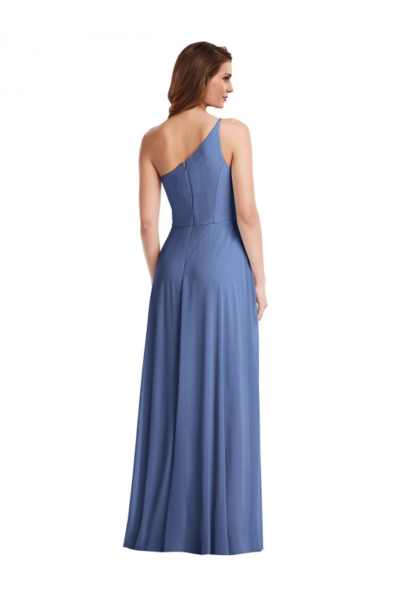 Magasins de Bleu Windsor Trapèze Mousseline Longue Formelles Robes demoiselle d'honneur / Robes de soirée