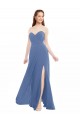 Magasins de Bleu Windsor Trapèze Sans bretelle Mousseline Longue Robes demoiselle d'honneur