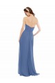 Magasins de Bleu Windsor Trapèze Sans bretelle Mousseline Longue Robes demoiselle d'honneur