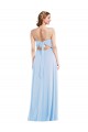 Magasins de Bleu ciel clair Trapèze Bretelles spaghetti Col V Mousseline Longue Formelles Robes demoiselle d'honneur / Robes de soirée