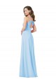 Magasins de Bleu ciel clair Trapèze Bretelles spaghetti Col V Mousseline Longue Robes demoiselle d'honneur
