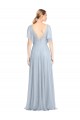 Magasins de Bleu ciel clair Trapèze Bretelles spaghetti Col V Tulle Longue Robes demoiselle d'honneur
