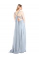 Magasins de Bleu ciel clair Trapèze Bretelles spaghetti Tulle Longue Robes demoiselle d'honneur