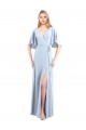 Magasins de Bleu ciel clair Trapèze Col V Mousseline Longue Robes demoiselle d'honneur