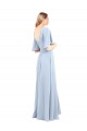 Magasins de Bleu ciel clair Trapèze Col V Mousseline Longue Robes demoiselle d'honneur