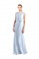 Magasins de Bleu ciel clair Trapèze Col V Mousseline Longue Robes demoiselle d'honneur