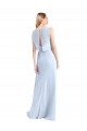 Magasins de Bleu ciel clair Trapèze Col V Mousseline Longue Robes demoiselle d'honneur
