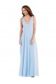 Magasins de Bleu ciel clair Trapèze Col V Mousseline Longue Robes demoiselle d'honneur