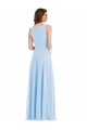 Magasins de Bleu ciel clair Trapèze Col V Mousseline Longue Robes demoiselle d'honneur
