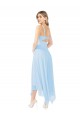 Magasins de Bleu ciel clair Trapèze Col V midi Mousseline Courte Robes demoiselle d'honneur / Robes de cocktail
