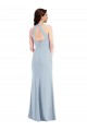 Magasins de Bleu ciel clair Trapèze Licou Col V Crêpe Stretch Longue Formelles Robes demoiselle d'honneur / Robes de soirée / Robes de bal