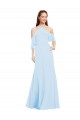 Magasins de Bleu ciel clair Trapèze Licou Mousseline Longue Robes demoiselle d'honneur