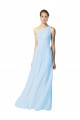 Magasins de Bleu ciel clair Trapèze Mousseline Longue Robes demoiselle d'honneur