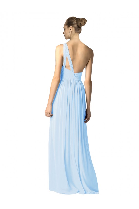 Magasins de Bleu ciel clair Trapèze Mousseline Longue Robes demoiselle d'honneur