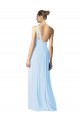 Magasins de Bleu ciel clair Trapèze Mousseline Longue Robes demoiselle d'honneur