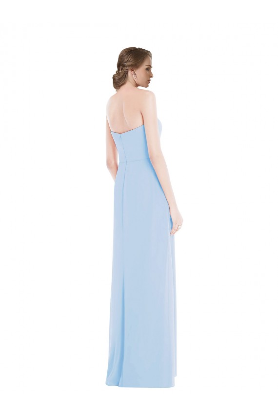 Magasins de Bleu ciel clair Trapèze Mousseline Longue Robes demoiselle d'honneur