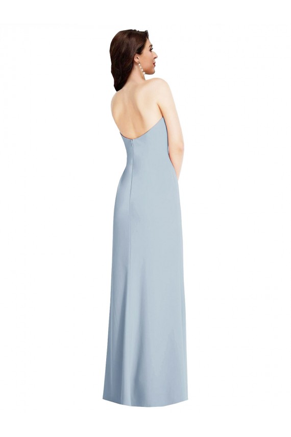 Magasins de Bleu ciel clair Trapèze Sans bretelle Crêpe Stretch Longue Formelles Robes demoiselle d'honneur / Robes de soirée / Robes de bal