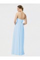 Magasins de Bleu ciel clair Trapèze Sans bretelle Mousseline Longue Robes demoiselle d'honneur