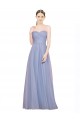 Magasins de Bleu ciel clair Trapèze Sans bretelle Tulle Longue Robes demoiselle d'honneur