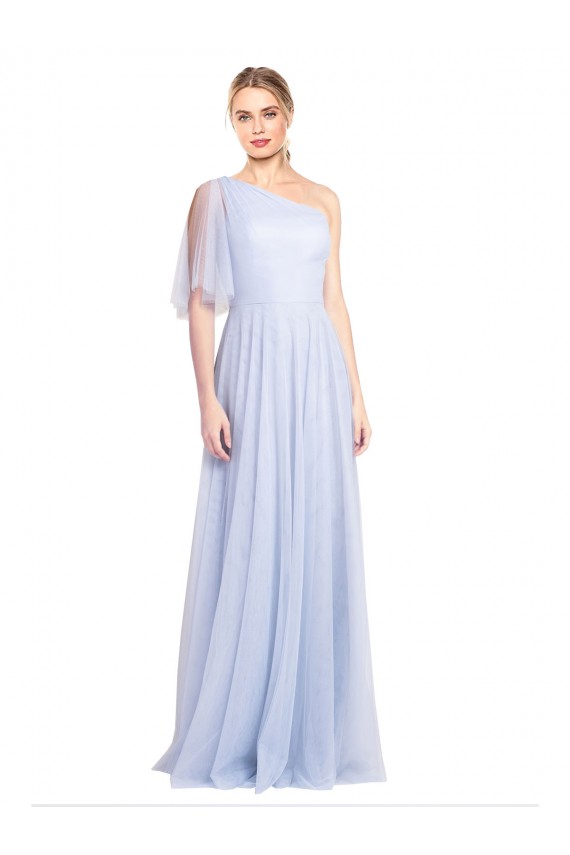 Magasins de Bleu ciel clair Trapèze Tulle Longue Robes demoiselle d'honneur