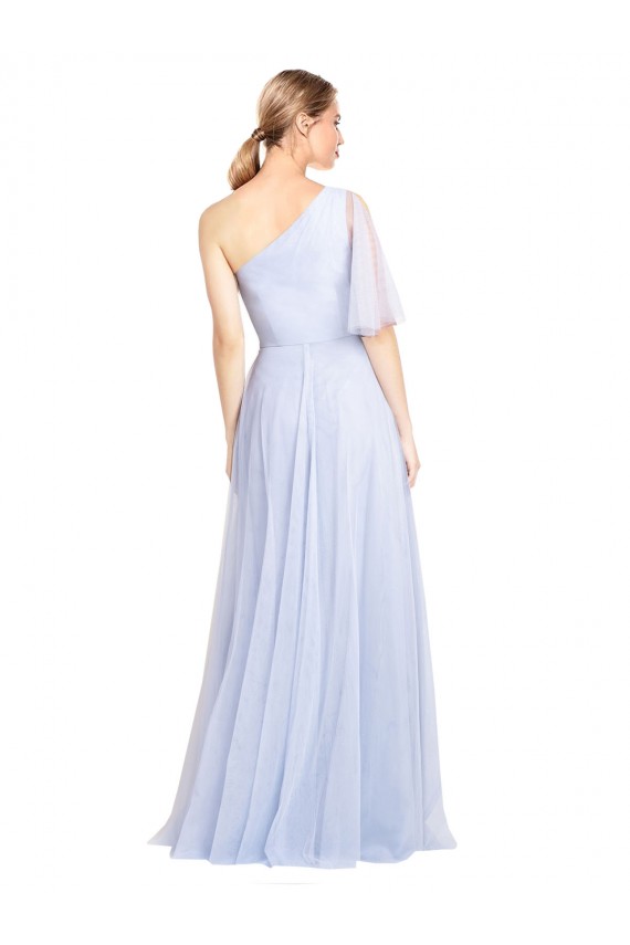 Magasins de Bleu ciel clair Trapèze Tulle Longue Robes demoiselle d'honneur